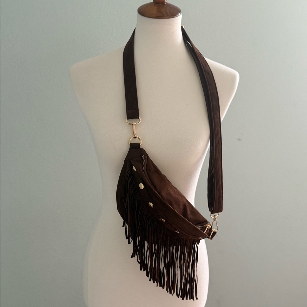 Fringe Brown Crossbody Bag